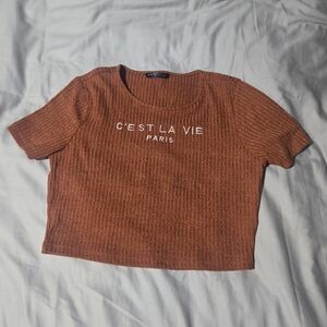 SHEIN Rust Short Sleeve Tee